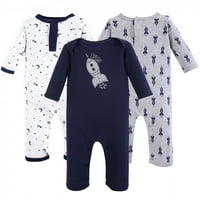 Yoga Sprout Baby Boy Pamut overall 3pk, űrhajó, 0 hónapos