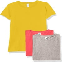 Marky G ruházat lányok rövid ujjú Legénység nyak szilárd pólók pamut, XL, sárga forró rózsaszín Hanga