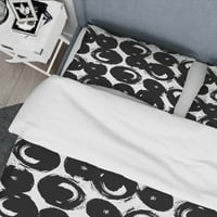 Designart 'kézzel festett fekete körök fehér alapon' Modern & kortárs paplanhuzat szett