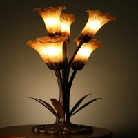 Lilia 5-világos Amber Lily Tiffany stílusú asztali lámpa