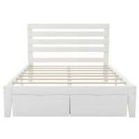 Euroco Modern fenyőfa tároló Platform ágy, teljes méretű gyermek, fehér