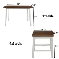 Aukfa Konyhai étkezőasztal-készletek, 5 darabos nappali rusztikus fa számláló magasságú téglalap asztal székekkel kis