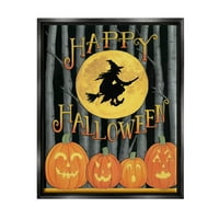 Boldog Halloween Forest Witch Holiday Graphic Jet fekete keretes művészeti nyomtatási fal művészet