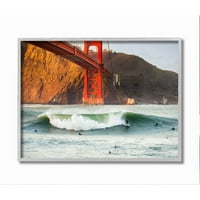 A Stupell Industries Golden Gate Surfers kaliforniai tengerparti sportkeretű fali művészeti tervezés, Dave Gordon,