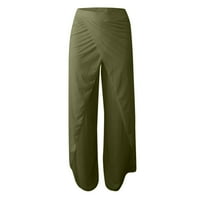 Lounge nadrág Női Egyszínű osztott Magas szakaszon gyakorlat jóga szabadidős nadrág hadsereg zöld XL