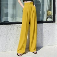 Új divat,AXXD Magas derék hosszú egyenes széles lábú nadrág farmer Jumpsuit Női Clearance sárga 8