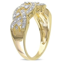 Miabella női karátos T.W. Gyémánt sárga arany flash bevont sterling ezüst fonott gyűrű
