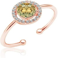 SolidSilver-ezüst állítható gyűrűk méretek 7-készült egy kerek pasziánsz Swarovski kristály Rózsa arany mártott