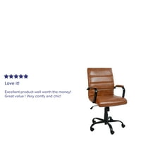 Flash bútorok Whitney Közép-hátsó Barna LeatherSoft Executive forgatható irodai szék fekete kerettel és karokkal