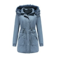kcocoo női molett méretű meleg kabát kabát felsőruházat-szőrme ' bélelt árok téli kapucnis vastag felöltő Kék xxxl