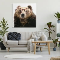 Stupell vicces grizzly medve szemüveg állatok és rovarok festménygaléria csomagolt vászon nyomtatott fal művészet