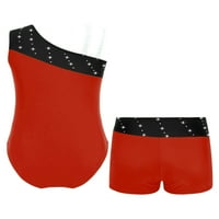 A lányok torna tornadressz rövidnadrág Balett Tánc Unitard Activewear Piros & Fekete 12