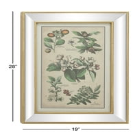 Nagy Vintage stílusú növény illusztrációk Textil tükör keretes festmény vászon Art Print