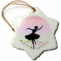 3dRose Spinning balett táncos tánc a csillagok között - rózsaszín kecses balerina sziluett - lányos tánc, hópehely