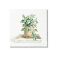 Stupell Industries cserepes növény a kerti könyvfestés galéria csomagolású vászon nyomtatott fali művészet, Danhui