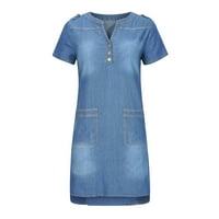 Midi ruhák Női Sun Dress V-nyakú Rövid ujjú Nyomtatott Kék XL