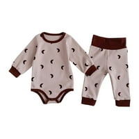 Rovga Toddler Girls Outfit Készletek Baby Boys Nyomtatás Őszi Csillag Hold Hosszú Ujjú Romper Body Hosszú Nadrág Pulóver