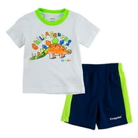 Crayola Boys grafikus póló és rövidnadrág, 2 darabos ruhakészlet, 4-7.