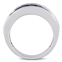 Miabella női 2- Karáttott Blue Sapphire Sterling ezüst félig állandó évforduló gyűrű