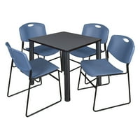 Regency Kee négyzet alakú szürke Breakroom asztal egymásra rakható Zeng székekkel