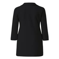 Rejlun női kabát kendő nyak kabát hosszú ujjú felsőruházat zsebekkel kabát Gyapjú kétsoros Fekete XL