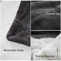 Sherpa gyapjú iker takaró, reverzibilis plüss takaró ágy kanapé kanapéhoz, szürke