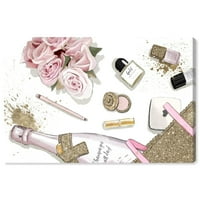 A Wynwood Studio Fashion and Glam Wall Art vászon nyomtatványok „pezsgő egész nap„ smink - rózsaszín, arany