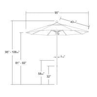 California Umbrella Oceanside Market Olefin Patio Esernyő, Több Színben