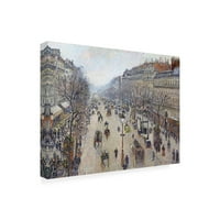 Védjegy Képzőművészet 'Boulevard Montmartre, Reggel, felhős időjárás' vászon művészet, Pissarro