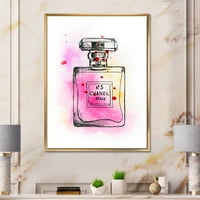 Designart 'Perfume Chanel öt rózsaszín stroke' francia country keretes vászon fali művészet