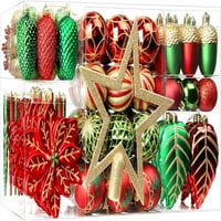 Karácsonyi bálok díszek készlet, törésálló műanyag dekoratív dísz a Xmas Tree Decor Holiday esküvői party dekoráció