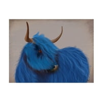 Fab Funky 'Highland Cow Blue Portré' vászon művészet