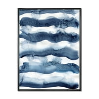 Absztrakt kék klasszikus hullámok keretes festmény vászon művészeti nyomtatás