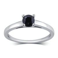 Arista CT Black Diamond Solitaire Ring Sterling ezüstben