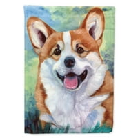 Carolines kincsek 7366chf Pembroke Corgi boldog arc zászló vászon ház mérete, ház mérete, Többszínű