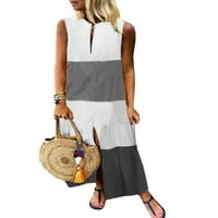 Wrcnote női Színes blokk Split nyári strand Sundress Bohemian Vacation Crew nyak hosszú ruha többrétegű Maxi ruhák