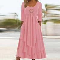Tdoqot női őszi ruhák-Maxi ruhák Legénység nyak Hosszú ujjú alkalmi ruhák nőknek Rózsaszín