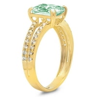 3.96 ct párna vágott zöld szimulált gyémánt 18K sárga arany gravírozás nyilatkozat menyasszonyi évforduló eljegyzési