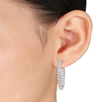 Miabella női 8- Carat T.G.W. Létrehozta a fehér zafír -sterling ezüstöt a karika fülbevalókon belül