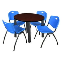 Regency Kee kerek mahagóni Breakroom asztal egymásra rakható székekkel
