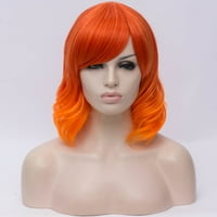 Egyedi olcsó emberi haj parókák a Lady 14 narancssárga göndör paróka természetes teljes közepes hullámos
