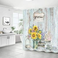 Akvarell virágos zuhanyfüggöny készletek, Kék bézs virágok fürdőszoba függöny, Modern minimalista fehér fürdő függöny,