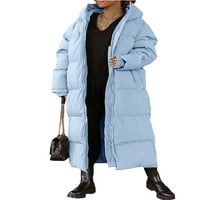 Wassery női téli meleg steppelt alkalmi hosszú kabát Egyszínű Hosszú ujjú cipzáras kapucnis könnyű felsőruházat