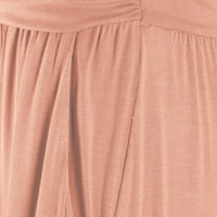 Caveitl női nyári ruhák, Női alkalmi laza ujjatlan szilárd Mell Wrap Földig érő a-line ruha Rózsaszín, L