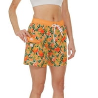 Női strand nadrág Zsinóros kényelmes elasztikus derék rövidnadrág Virágmintás alkalmi zseb rövid nadrág