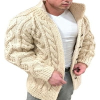 Frontwalk Men Regular Fit egyszínű kardigán pulóver vaskos alkalmi kabát férfi állvány gallér Holiday Outwear szürke