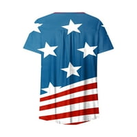 Mlqidk Molett felsők Női amerikai zászló minta ingek július 4. nyári felsők V nyak gombok rakott lobbant Molett blúzok,