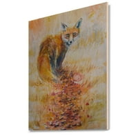 ART Designart 'Orange Fo illusztráció Forest II' hagyományos fa fal Art panelek-természetes fenyőfa. szélesre. magas