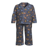 Wonder Nation kisgyermek fiú hosszú ujjú pizsamabát, 2 darab, méretek 2t-5T