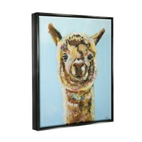 Boldog láma farm állat arca állatok és rovarok festés jet fekete keretes művészeti nyomtatási fal művészet